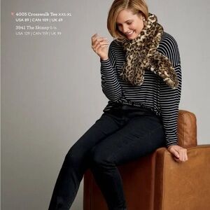 CAbi #4005 Crosswalk Tee Black White Striped Long Sleeve Small